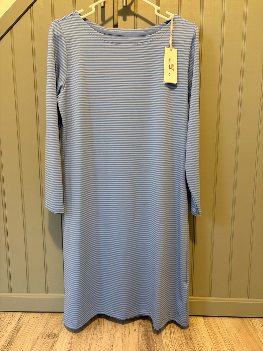 Vineyard Vines Lightweight Sankaty Stripe Boatneck Shift Dress - Size Medium